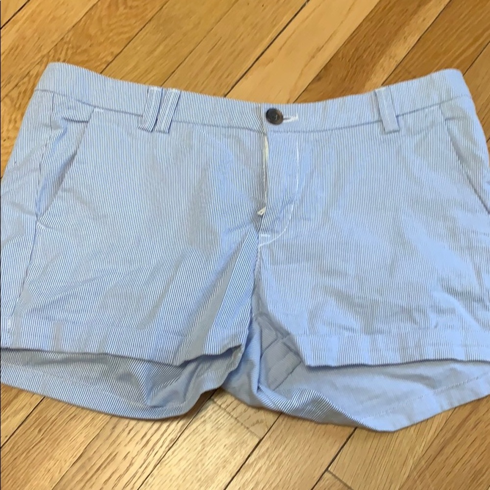 White and Blue Striped  Shorts